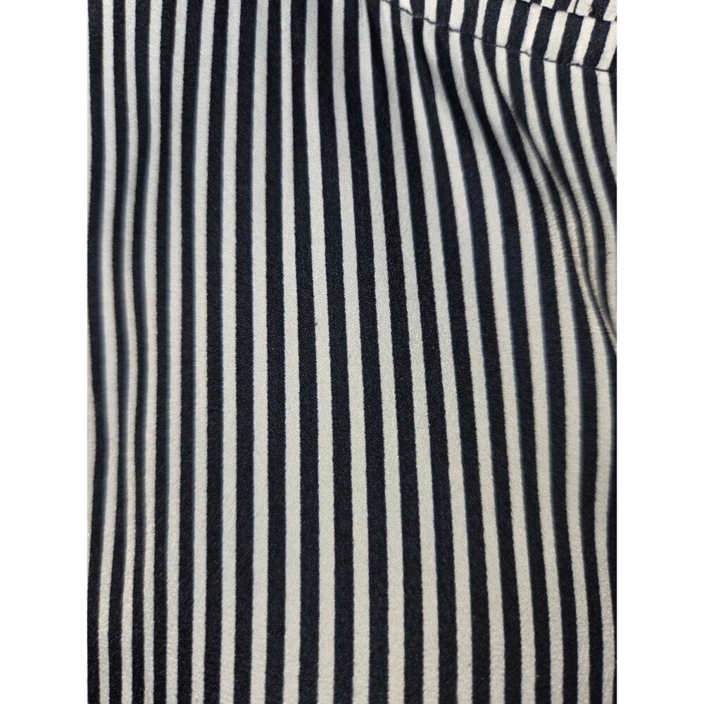 T Tahari Women's 3X Striped Ruffle-Neck Blouse Black White Button-Down Top - Picture 5 of 9